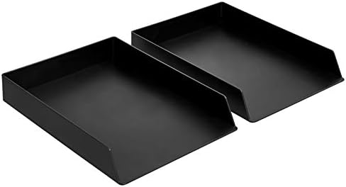 Amazon Basics Rectangular Plastic Desk Organizer, letter size Tray, 2-Pack, 9.7 x 2.2 x 13 inches, Black by AmazonBasics