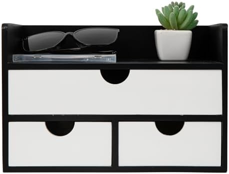 Rustic Wood Desk Organizer with Drawers,3-Drawer Desktop Storage Box - Image 5