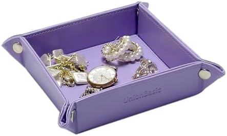 UnionBasic Small Valet Tray, Jewelry Tray for Rings Watches Earrings, Entryway Catchall Caddy for Coins Keys Change, Nightstand Bedside Valet Holder, Trays for Electronic Gadgets, Purple - Image 4