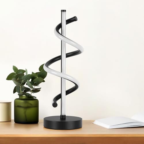 NUÜR Black Spiral LED Table Lamp, Dimmable Metallic Bedside Lamp - Image 7