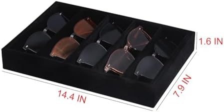 Bedside Organizer Tray, Desktop Storage Tray for Jewelry, Sunglass, Phone, Watch, Perfume,Lipstick, Nightstand Desk-top Catchall, Multi-use Holder for Desk Drawer (Black 5Grid) - Image 6
