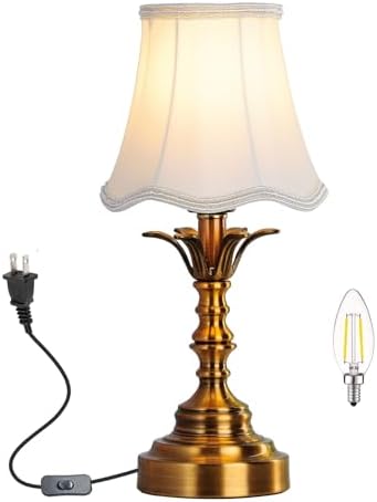 Small Spaces Bedroom Nightstand Dimmable Vintage Mini Table Lamps ，Entry Way Table Home Decor Tabletop LED Desk Light- Whit Lampshade by Unknown