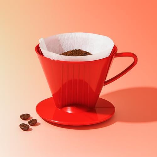 Fino Pour-Over Coffee Brewing Filter Cone, Number 2-Size, Red, Brews 2 to 6-Cups - Image 5