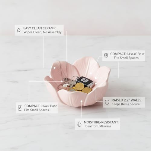 Ceramic Tulip Flower Catchall Tray, Small Decorative Dish for Jewelry Keys Coins, Compact Vanity Organizer with Raised Edges - Image 5