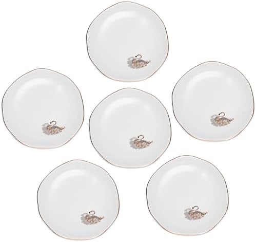 Shappy 6 Pcs White Ceramic Jewelry Dish Trinket Tray Ring Holder,Round by Shappy