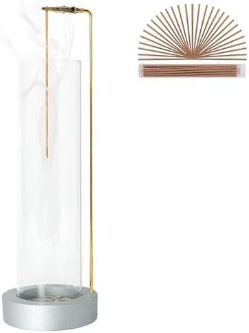 Incense Holder for Sticks, Anti-Ash Flying Incense Burner with 30 Incense Sticks, Detachable Glass Ash Catcher by GARMOLY