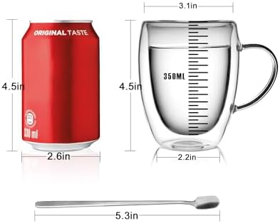 LIBWYS 4 Pack Double Walled Coffee Cups Glasses Mug 12oz Borosilicate Glass - Image 4