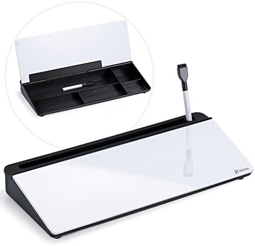 Varhomax Glass Desk Whiteboard with Storage, Desktop Organizer by Varhomax