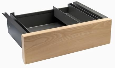 Desky Minimal Under Desk Drawer – Slim Pull-Out Metal Storage Organizer for Sit-Stand Desks, Smooth Glide, Space-Saving Design, Easy Mount, White Ash Hardwood & Space Gray Frame by Desky