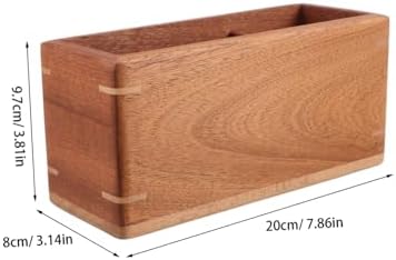 Rustic Brown Wooden Desk Organizer 7.9 X 3.8 X 3.2 Inches Rectangular Storage Box with Compartments for Office Supplies, Remote Controls, and Makeup Brushes, Decorative Wood - Image 2