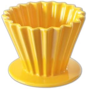 Needzo Pour Over Coffee Dripper Yellow Ceramic Slow Brewing Accessories for Home, Cafe, Restaurants, Reusable Barista Brew Cup, 4.5 x 3.5 by Needzo