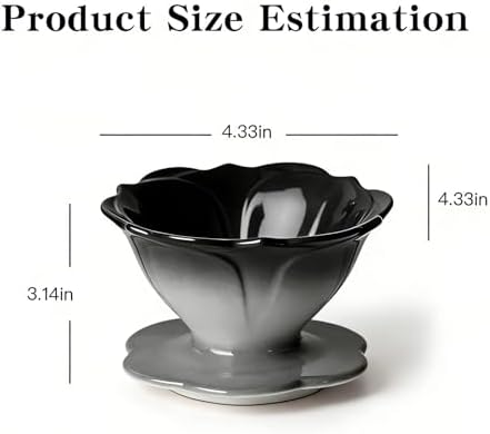 Premium Ceramic Pour Over Coffee Dripper，Includes 40pcs Coffee Filter Papers, suitable for home and travel, Flower Petal Dripper（Gradient Black） (Gradient Black) - Image 2