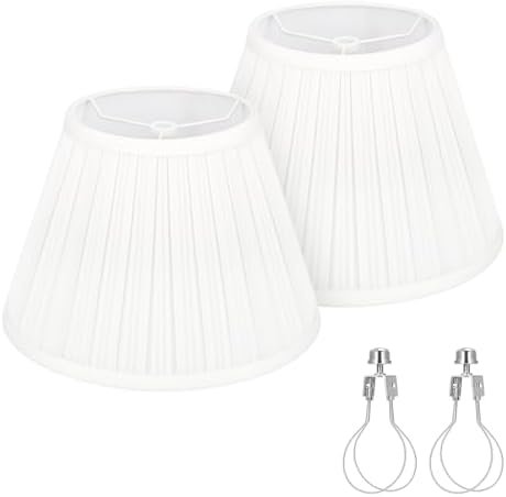 Small Pleated Lamp Shades Set of 2, 5.5"Top x 10"Bottom x 6.6"High, White by Seasidevillage