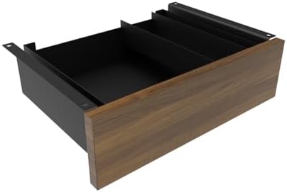 Desky Minimal Under Desk Drawer – Slim Pull-Out Metal Storage Organizer for Sit-Stand Desks, Smooth Glide, Space-Saving Design, Easy Mount, Prime Oak Laminate & Black Frame by Desky