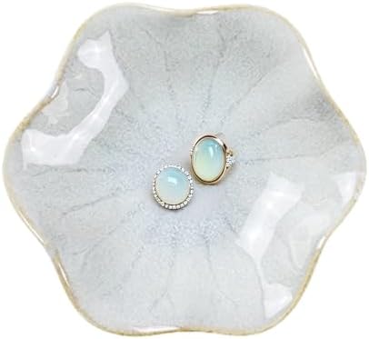Lotus Leaf Ceramic Jewelry Ring Dish for Women (White) by Dazuihou