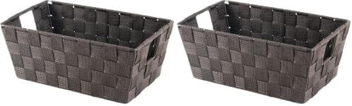 Whitmor 6581-2712-ESPR Woven Strap Small Shelf Espresso Storage Tote (Pack of 2) by Whitmor