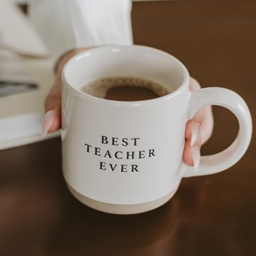 Sweet Water Decor Best Teacher Ever Stoneware Coffee Mugs - 14oz Cute Coffee Mugs for Hot & Cold Drinks - Dishwasher & Microwave Safe - Best gift for Educators & Teachers - Ideal Tea & Espresso Mugs - Image 4