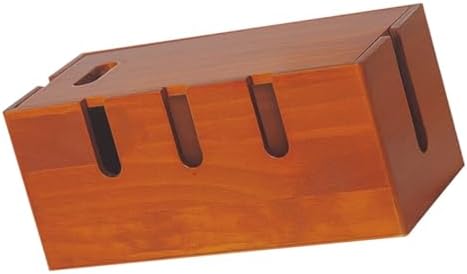 Wood Cable Management Organizer Box for Desk, Brown Cord Holder by HOME