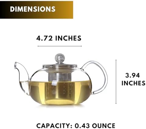 20 oz Clear Glass Teapot with Infuser, Borosilicate Stovetop Tea Pot - Image 2
