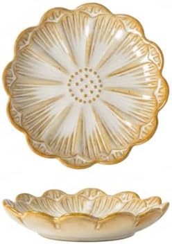 Petal Shaped Ceramic Jewelry Tray, Small Decorative Dish for Rings Earrings, Vanity Organizer for Nightstand Desk Bathroom (1 Piece) by Unknown