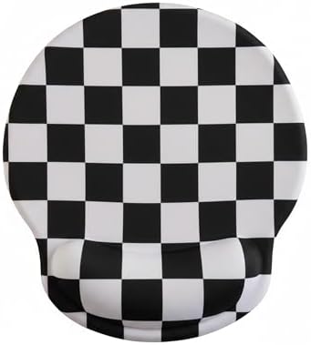 Ohocut Black White Checkered Mouse Pad with Gel Wrist Rest, Wrist Support, Ergonomic Desk Accessories for Women, Office Laptop Gaming Decor, Cute Aesthetic Check Design by Ohocut