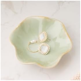Mecaikru Ceramic Trinket Dish, 4in Ring Tray with Kiln Glaze Jewelry Dish by Mecaikru