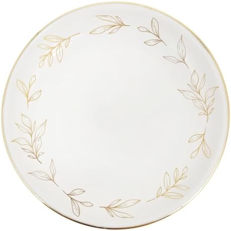 Sweet Water Decor Jewelry Dish, Ceramic Trinket Tray with Gold Foil Leaf Design, 3” Ring Holder for Earrings and Small Keepsakes, Elegant Gift for Bridesmaids, Weddings, Anniversaries, Birthdays by SweetWaterDecor
