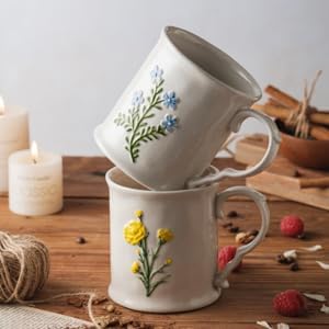 Artistic Lavender pattern Ceramic Coffee Mug - 16oz, Hand-Painted, Microwave heating and dishwasher cleaning available, Ideal for Daily Brews - Image 3
