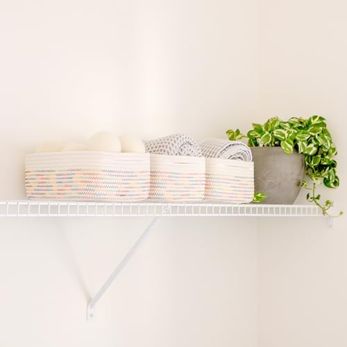 NaturalCozy 11.8"x8"x4.5” Rectangle Storage Baskets for Shelves 3 Pack | Cotton Rope Woven Small Baskets for Organizing | Small Storage Bins for Nursery, Bathroom, Closet, Shelf, Decorative, Gift - Image 5