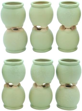 Wide Round Belly 12-Pack Rustic Boho Succulent Pots with Drainage - 4cm/1.6" Unglazed Rough Ceramic Planters, Matte Speckled Finish Mini Pots for Root Control & Modern Home Decor (Sage Green) by Unknown