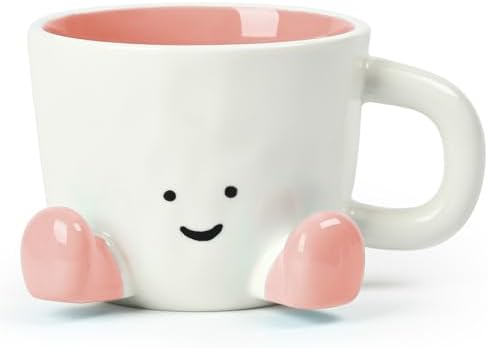 Coffee Mugs,Cute funny Mug For Women, 380ml Unique Ceramic Coffee Tea Cups, Office Mug Gift (pink) by EWCEFIE
