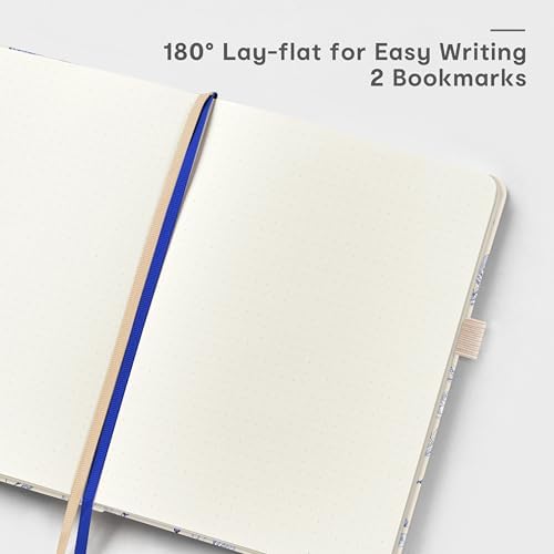 &And Per Se Dotted Journal Notebook, A5 Hardcover Aesthetic Dotted Notebook – 160 Pages 100gsm Thick Dot Grid Paper, 3 Sticker Sheets – Gift-Ready Journaling Kit for Women (Blue Flowers) - Image 5