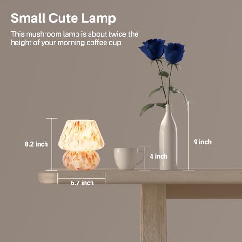 Dawnwake Mushroom Lamp Small Lamp Table Lamp for Bedroom, Desk Bedside Lamps for Living Room,Mushroom Decor Cute Mini Modern Mid Century Lamps for Night Stands,Aesthetic Home Deco (Flame Amber) - Image 5