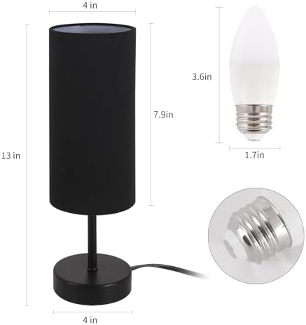 RISLG 2 Pack Table Lamp for Bedroom, Bedside Lamps for Nightstand with Wire Switch, Minimalist Desk Lamps with Linen Fabric Shade for Kids Room Living Room Office Dorm, Bulb Included - Image 3