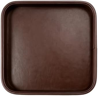 Valet Tray for Men 8.2 X 8.2 inch Simple PU LeatherTray Organizer for Men by WelcometoBONNYDODO
