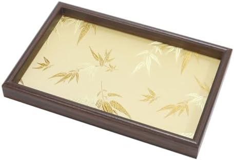 Bamboo Embroidered Decorative Tray 11.8 inch, Boho Catchall Tray, Gold by Unknown
