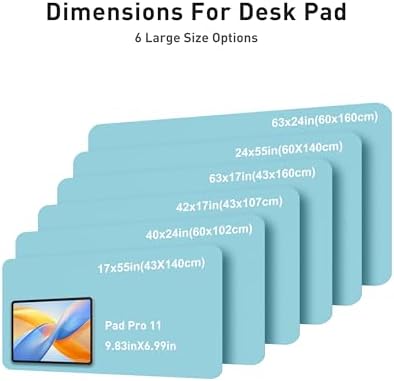 Aothia Faux Leather Desk Mat - Large Mouse Pad, Non-Slip PU Leather Blotter, Waterproof Writing Surface for Office and Home (Blue Topaz, 63" x 24") - Image 5