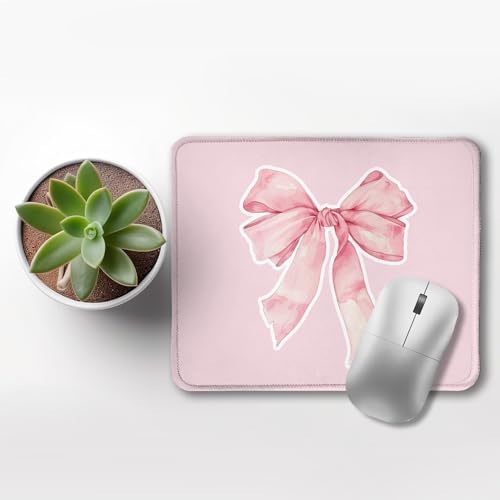 Coquette Pink Bow Aesthetic Mouse Pad, Cute Preppy Girly Pink Bow Mouse Pads for Wireless Mouse Computers Laptop Desk Accessories, Coquette Girly Office Supplies, 9.5x7.9 Inch - Image 3