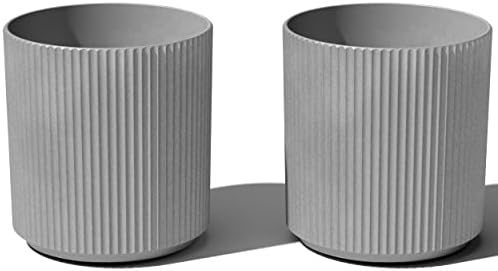 Veradek Round Demi Planter Pots for Indoor/Outdoor Garden Use | Made from Plastic - Concrete Mix with Drainage Holes | Perfect for Small to Large Succulent Plants, Flowers, Modern Interior Plants by VeradekOutdoor
