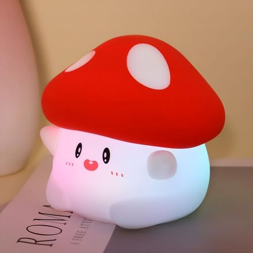 Rytinazzz Silicone Night Light for Kids, 50H Long Battery Mushroom Lamp, RGB Color Changing Mood Light, Gift for Kids, Rechargeable Tap Control, Dimmable Bedside Light by Rytinazzz