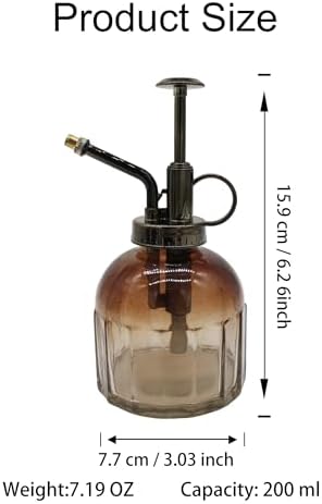 Glass Plant Mister Spray Bottle, 200ML Vintage Plant Spritzer, Succulent Watering Bottle Glass with Top Pump, Small Plants Sprayer Watering Can for Indoor Outdoor House(Light Brown) - Image 3