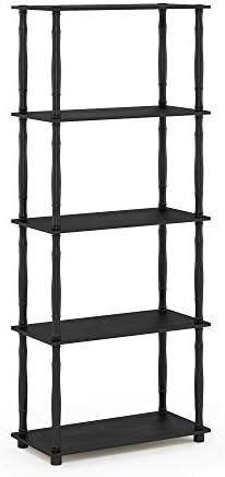 Furinno Turn-N-Tube 5-Tier Multipurpose Shelf / Display Rack / Storage Shelf / Bookshelf, Classic Tubes, Americano/Black - Image 6
