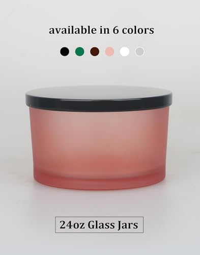 MILIVIXAY 6 Pack 24 oz Candle Jars with Metal Lids and Candle Making Kits - 3 Wick Candle Jar,Bulk Empty Matte Pink Thick Glass Jars for Making Large Candles - Spice, Powder Containers. - Image 4