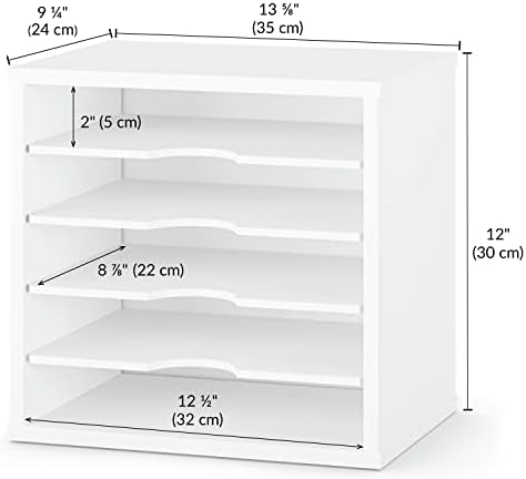 Ballucci File Organizer Paper Sorter, 5 Tier Adjustable Shelves Office Desk Organizer, 13 5/8" x 9 1/4" x 12", White - Image 3