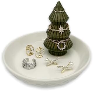Ceramic Christmas Plates & Jewelry Holder, Moss Green by monoliving