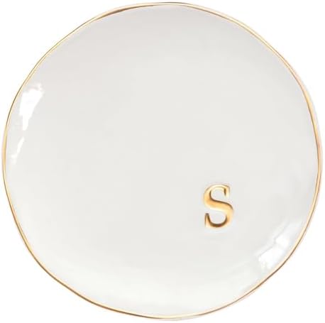COLLECTIVE HOME - Ceramic Jewelry Tray, Decorative Trinket Dish for Rings Earrings Necklaces Bracelet Watch Keys, Birthday Mother's Day Christmas Gift for Women, 4.75", Glossy (s) by COLLECTIVEHOME