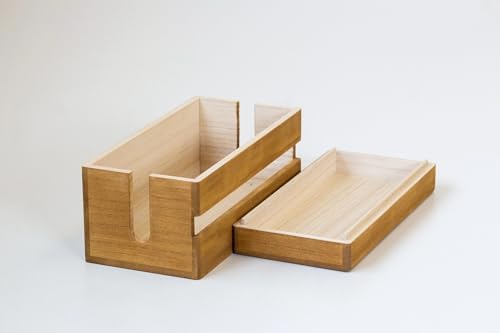Paulownia Wood Cable Management Box – Handmade Cord Organizer for Power Strips, Chargers & Routers, Minimal Japanese Cable Storage, Made in Japan by Masuda - Image 2