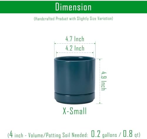 D'vine Dev 4.7 Inch Ceramic Planter Pot, Teal, 94-O-B-9 - Image 3
