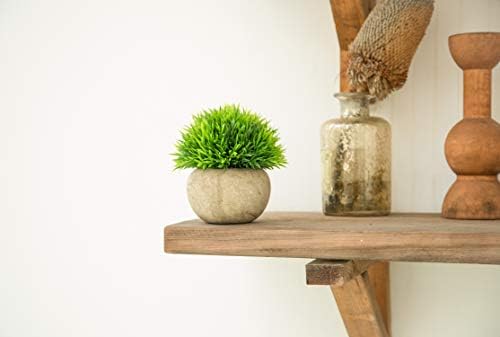 Velener Mini Plastic Fake Green Grass Plant with Pot, Topiary Ball, Small Fake Plant, Round Paper-Mache Pot for Indoor Office, Kitchen, Bathroom and Living Room Decor - Image 5