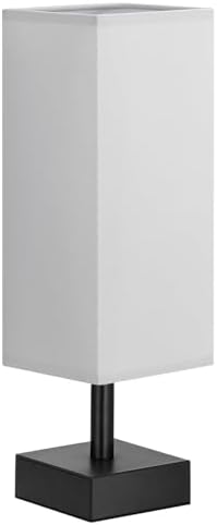 aooshine Small Bedside Table Lamp for Bedroom - Square Grey Fabric Shade - Image 6